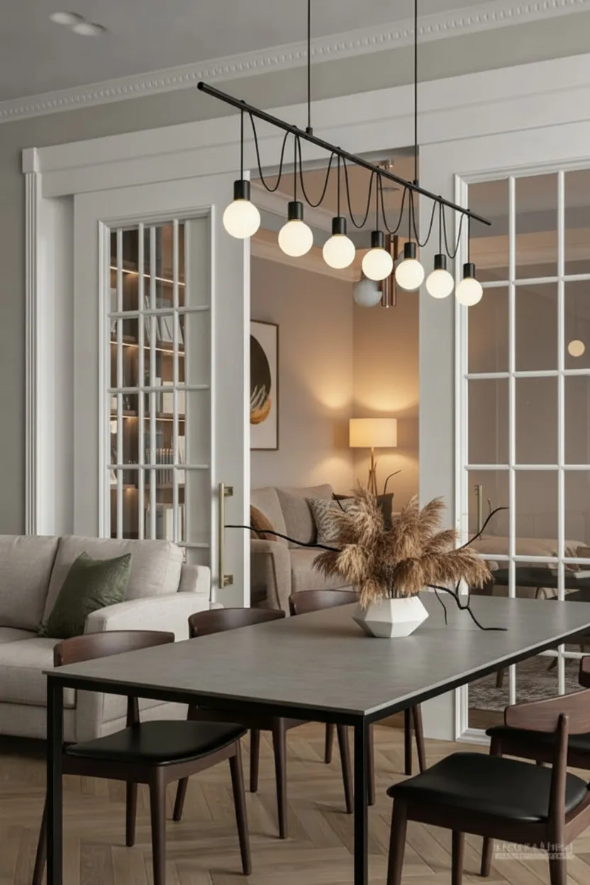 ремонт дома 120 м2 КП Рижский парк кухня гостиная современный интерьер фото ремонта частного дома Московская область