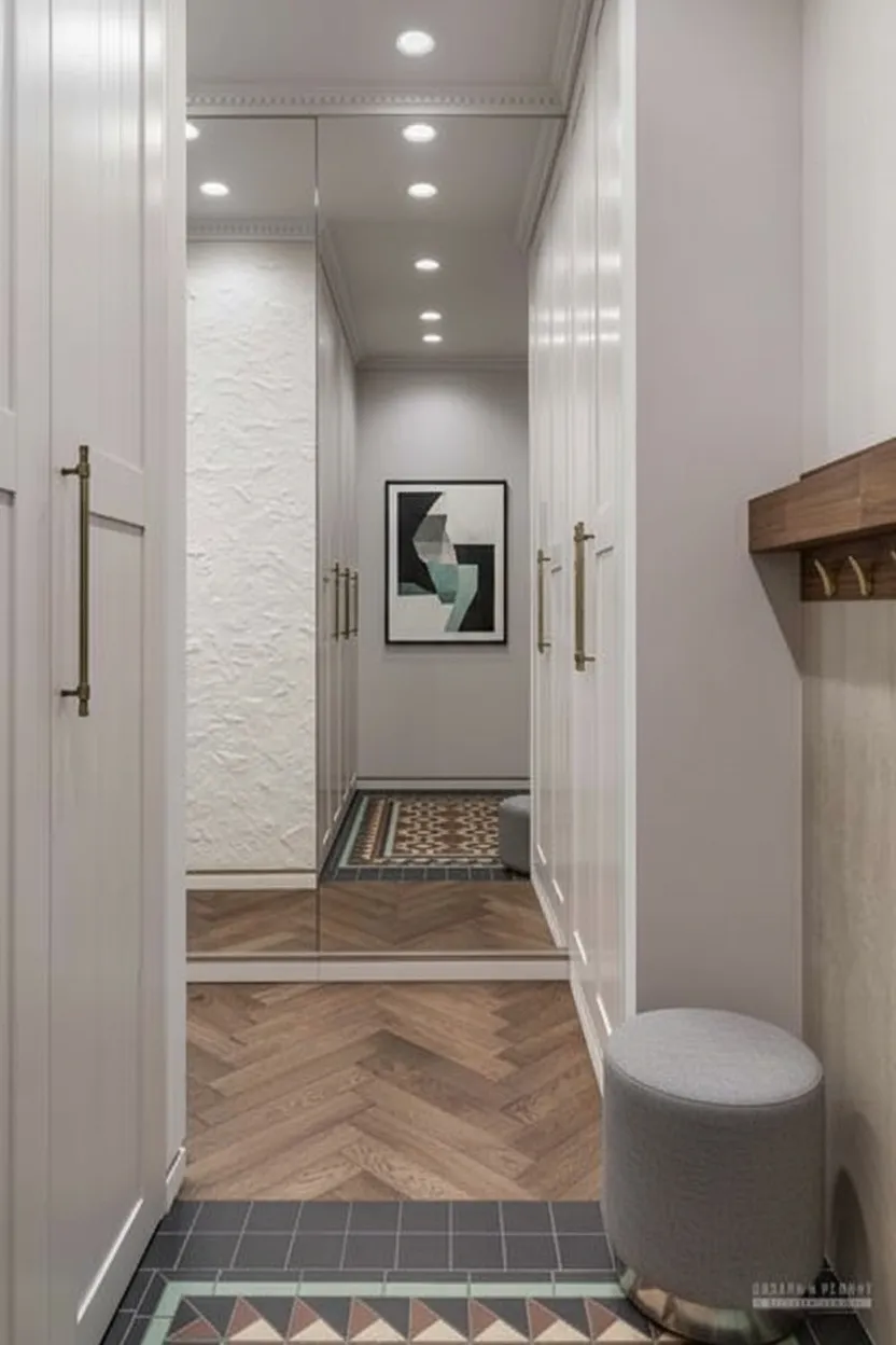 ремонт дома прихожая встроенные шкафы фото КП Рижский парк ремонт частного дома Московская область интерьер прихожей