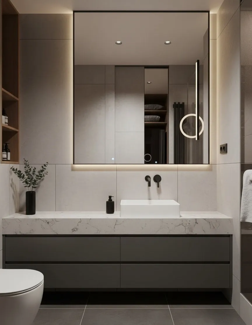 Ванная комната — ремонт дома 142 м² КП Павловы Озёра Ванная комната после ремонта дома 142 м² КП Павловы Озёра