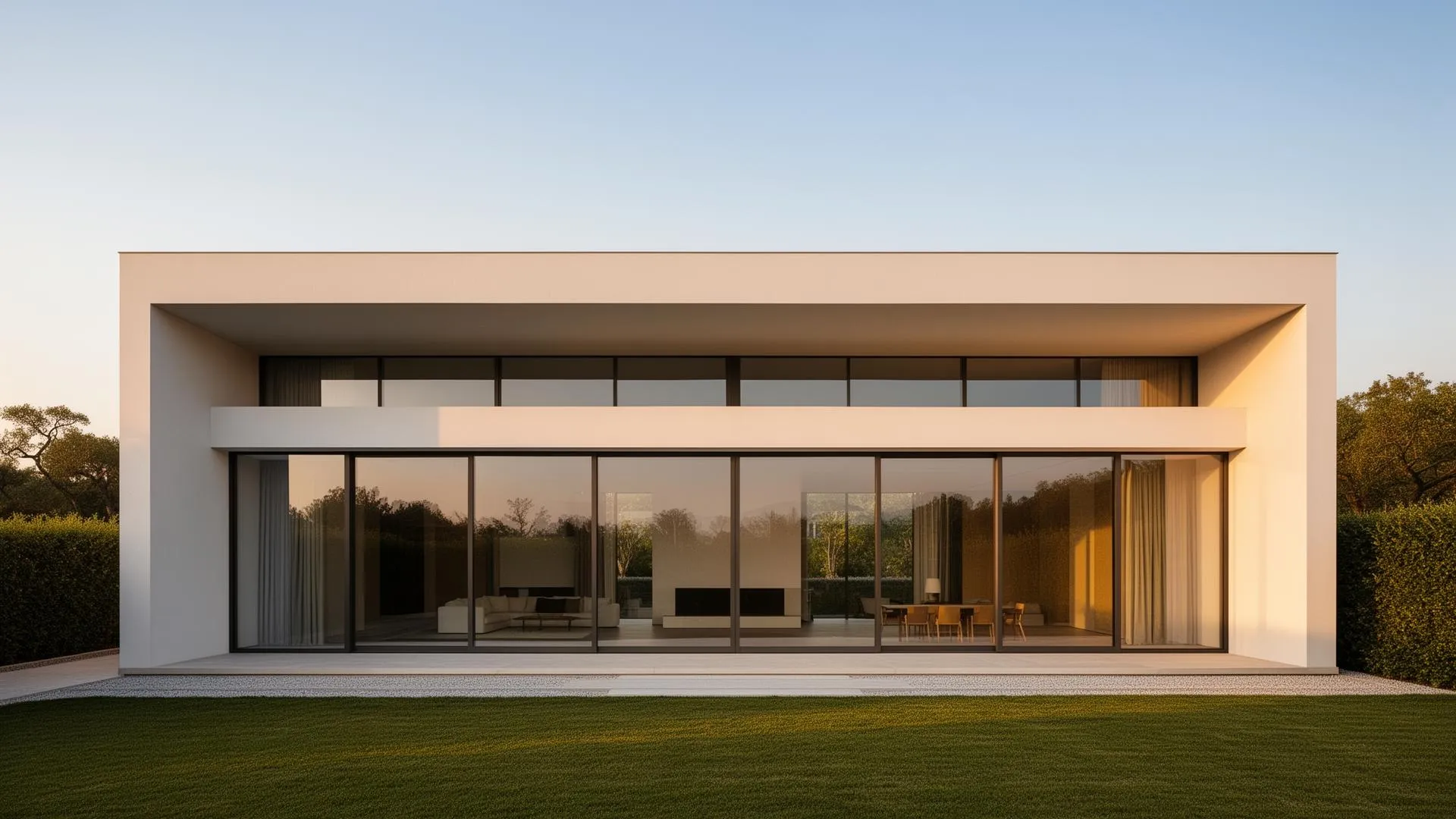 Современный архитектурный дом с панорамными окнами