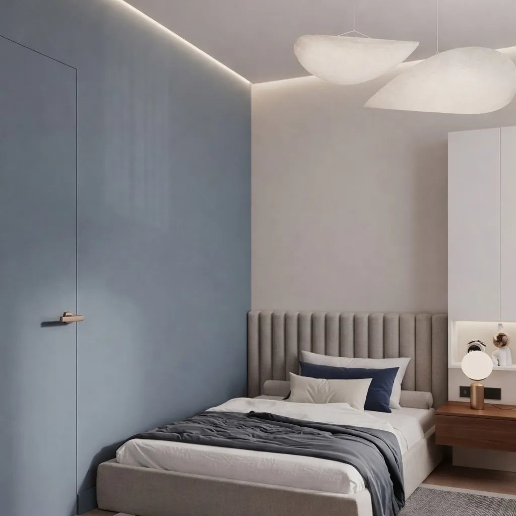 Дополнительная спальня или кабинет после ремонта квартиры 94 м² ЖК Октябрьское Поле Москва современный интерьер Nexor